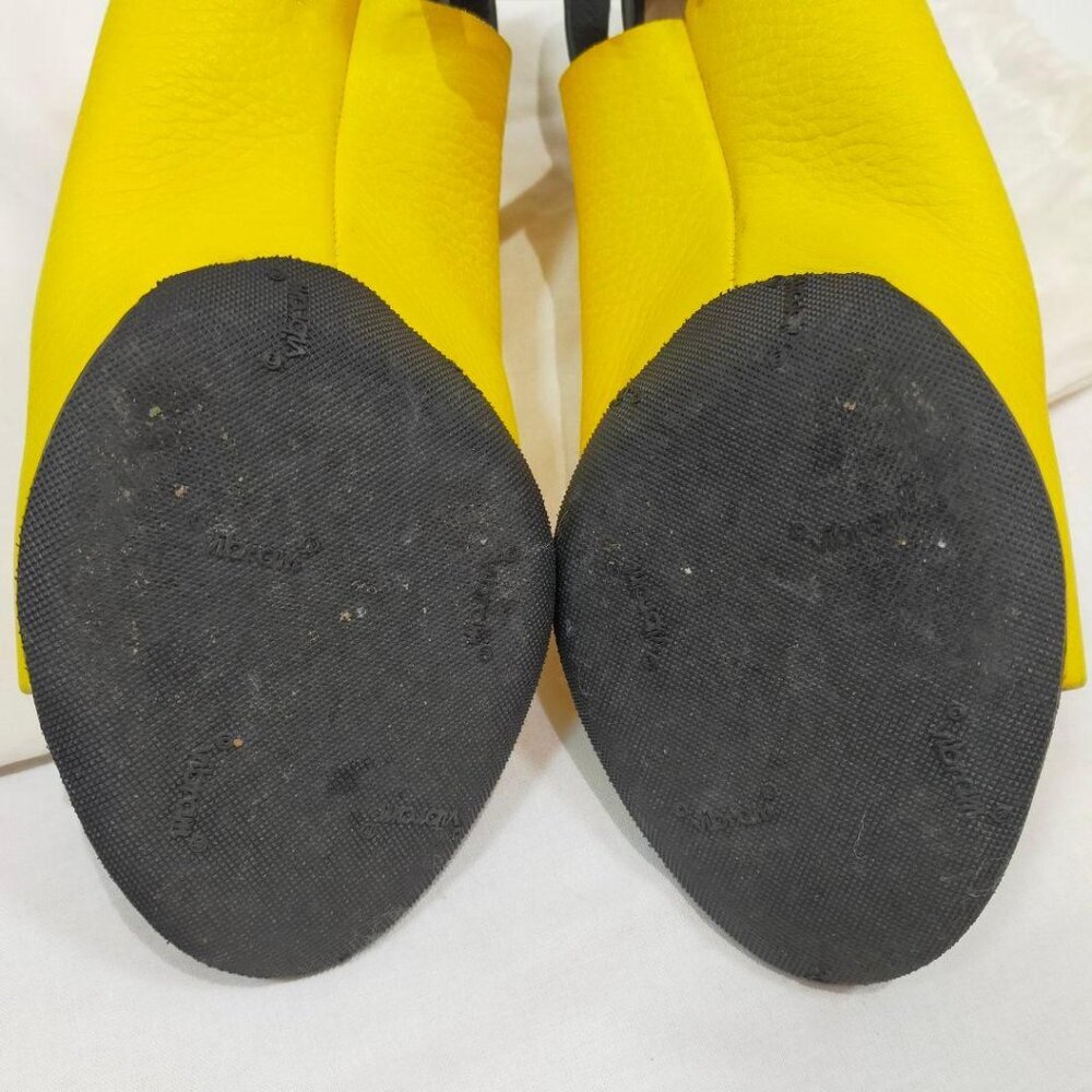 Balenciaga Yellow & Black Leather Open-Toe Slingback Heels | Size 35 (US 5) - Picture 8 of 8
